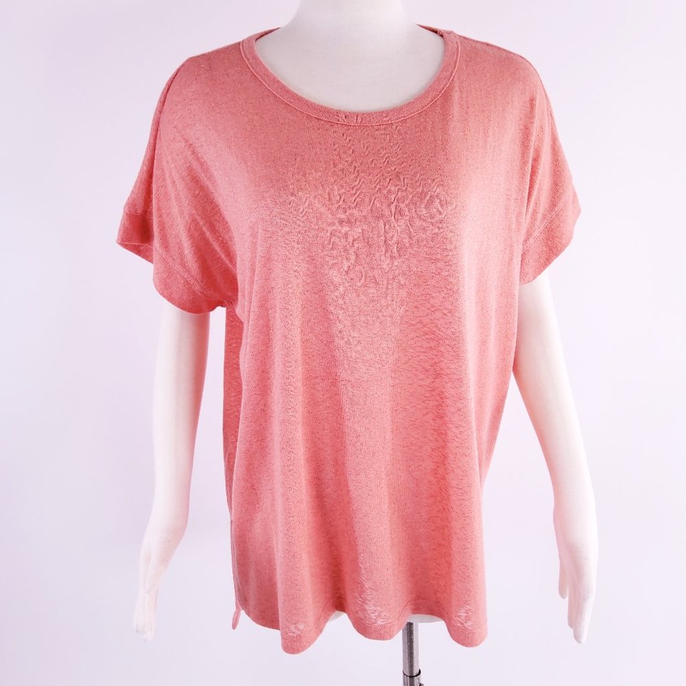 New Bobeau Short Sleeve Slub Sweater Tee Coral Haze Size 1X